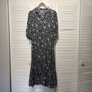 Zara Women's The Amanda Dress Floral Print Maxi Dress Flowy Tie Size XS